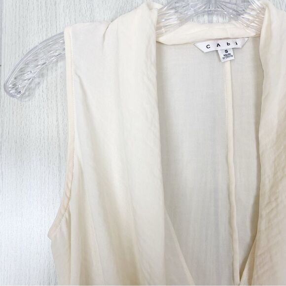 Cabi | Cream Crossover Wrap Style Blouse Size Small - Picture 5 of 11